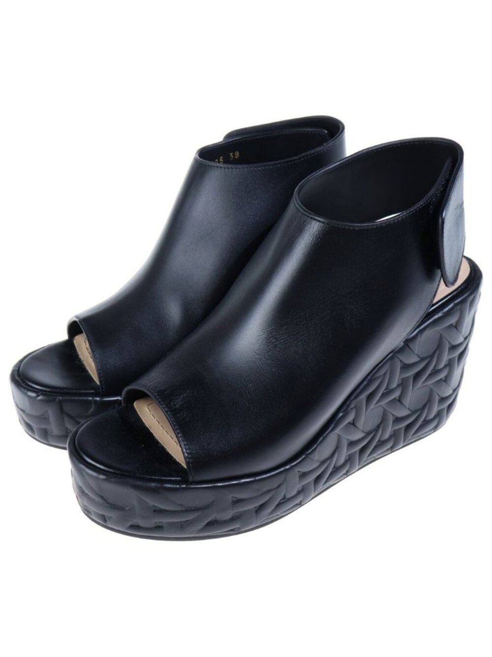 Dior Attitude CD Logo Cannage Wedge Sole Leather Sandals Black